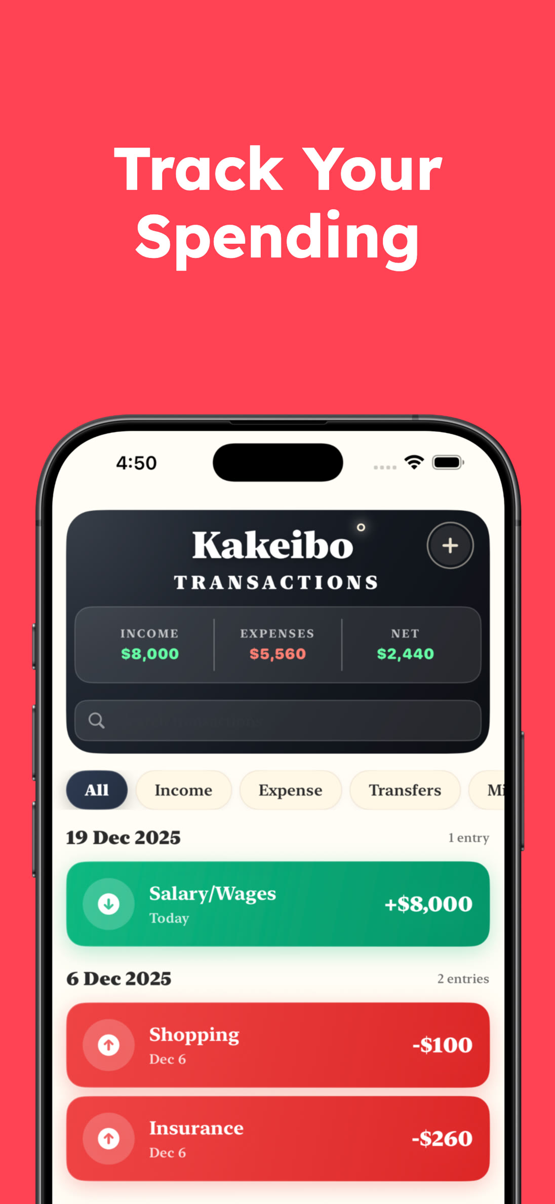 Track your daily spending with Kakeibo method